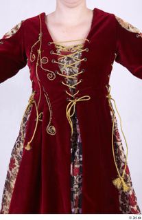  Photos Woman in Historical Dress 73 16th century red decorated dress upper body 0001.jpg